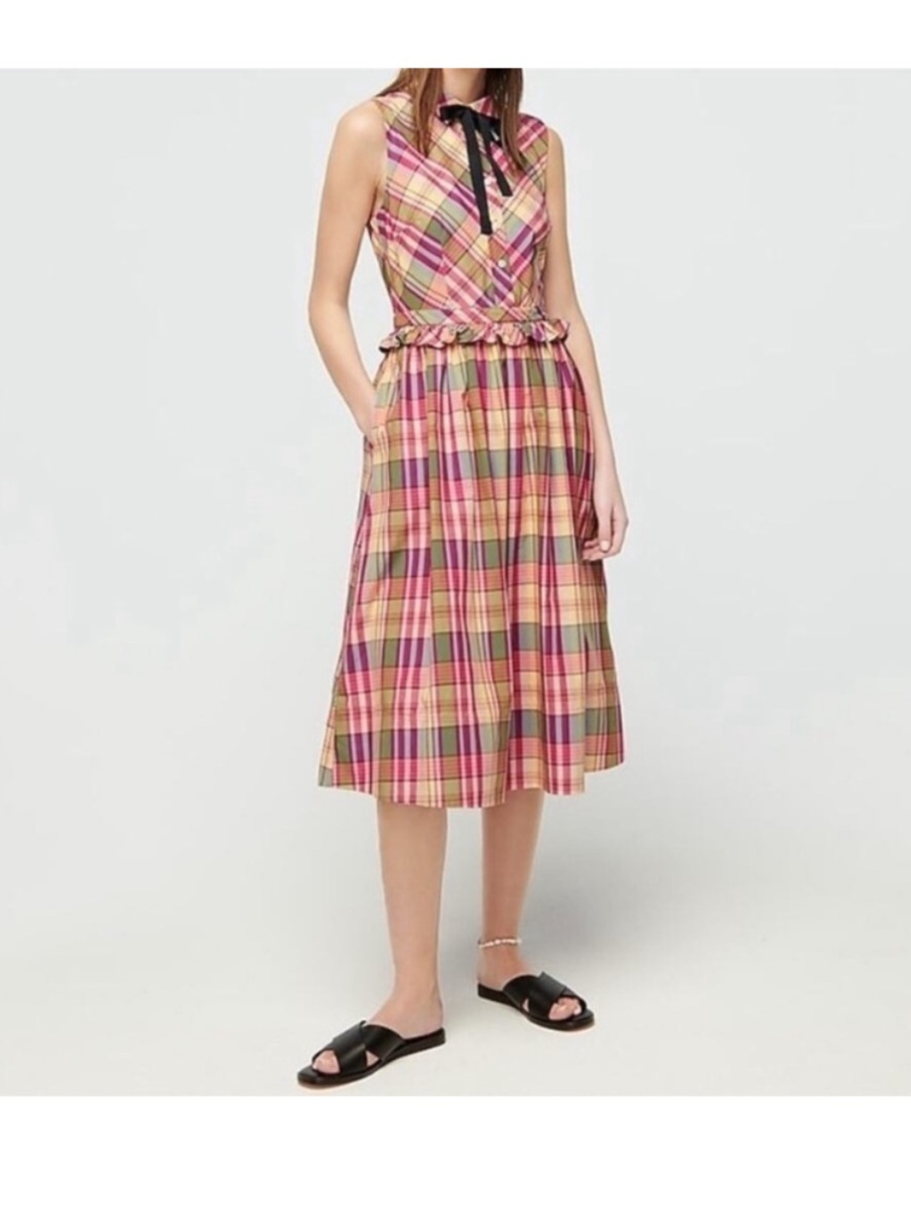DO NOT BUY! Not for sale!  sz 8 Sleeveless Pink Multi Plaid Midi Dress